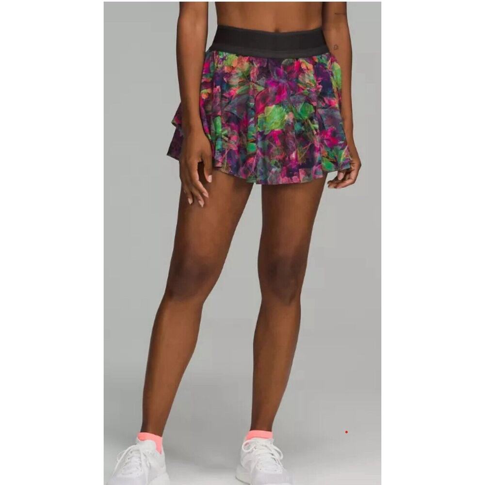 Lululemon Court Rival High Rise Tennis Pickleball Skirt Vivid Floral Size 4